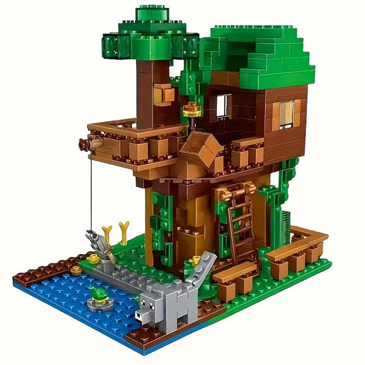 400+ Piece Creative Treehouse Building Kit, Architectural Model Blocks, Educational Decoration Set, ABS Material, Plant Theme, Suitable for Birthday, Christmas, Halloween, Valentine'S Day Gifts, Suitable for 6-8 Year Old Children
