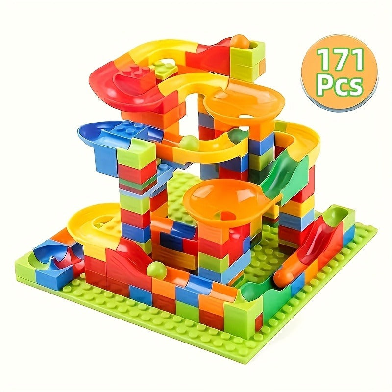 171pcs Sliding Track Building Blocks, DIY Educational Toy, Interlocking Construction Set, 171pcs Model Decoration, Gift for Kids, Birthday Present, Holiday Gift
