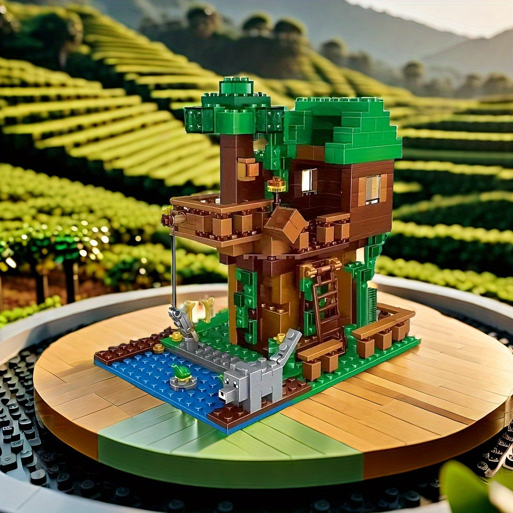 400+ Piece Creative Treehouse Building Kit, Architectural Model Blocks, Educational Decoration Set, ABS Material, Plant Theme, Suitable for Birthday, Christmas, Halloween, Valentine'S Day Gifts, Suitable for 6-8 Year Old Children