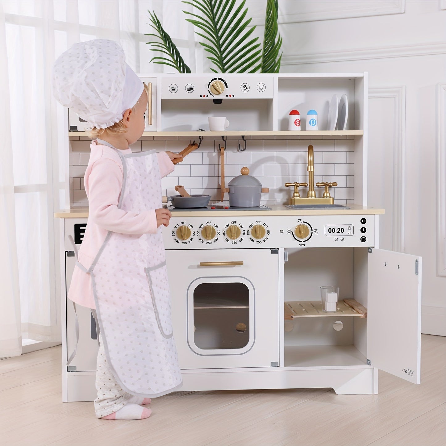 Kids Play Kitchen Set, Kitchen Set For Kids With Plenty Of Play Features, Sink, Oven, Stove, Dishwasher, Coffee Maker, Ice Maker And Microwave, Play Kitchen Sets For Kids Ages 4-8