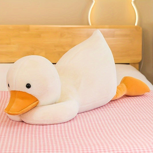 1 Cute White Duck Plush Pet Toy - Soft, Cute Cartoon Design with Comfortable Polyester Fiber Fill, Perfect for Interactive Play with All Breed Sizes Dogs