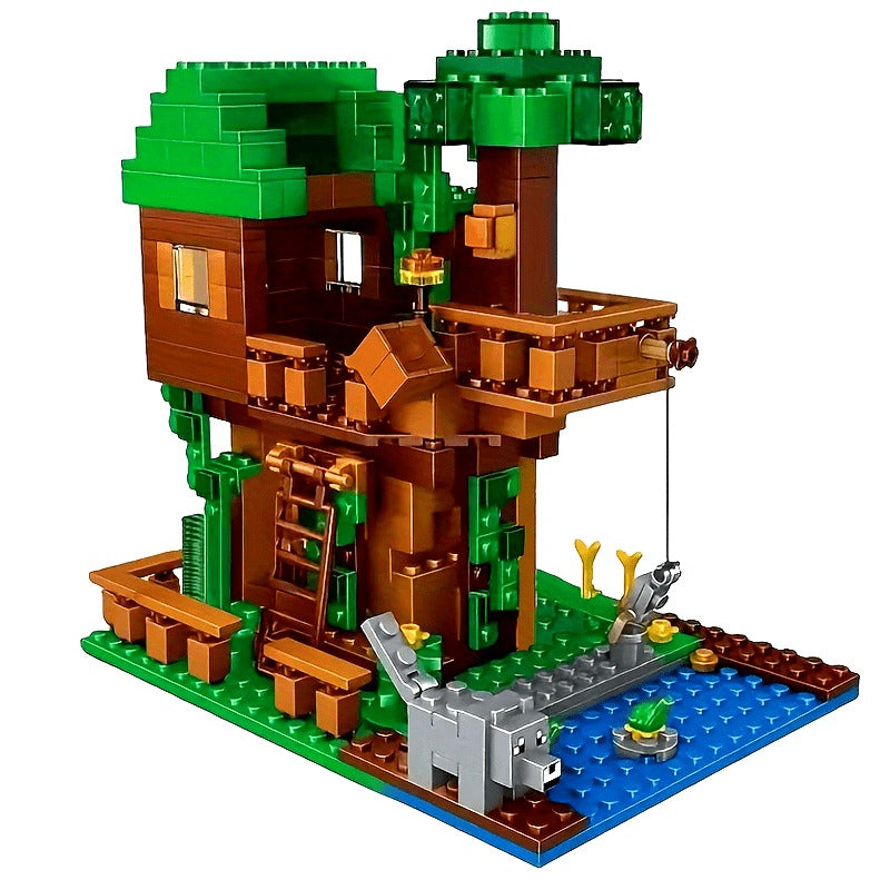 400+ Piece Creative Treehouse Building Kit, Architectural Model Blocks, Educational Decoration Set, ABS Material, Plant Theme, Suitable for Birthday, Christmas, Halloween, Valentine'S Day Gifts, Suitable for 6-8 Year Old Children
