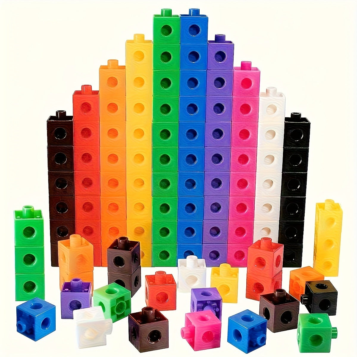 100pcs Colorful Cube Building Blocks Set, Educational Math Learning Aid Tool, Interlocking Cube Construction Toy, Durable PP Material, Suitable for Children Ages 3-6