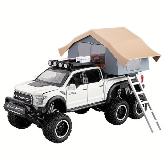 Toy Trucks For Boys Age 3+, Trucks For Kids F150 Diecast Truck, Model F150 Pickup Truck With Sightseeing Cabin, Pull Back Cars With Light And Sound, Trucks For Kids