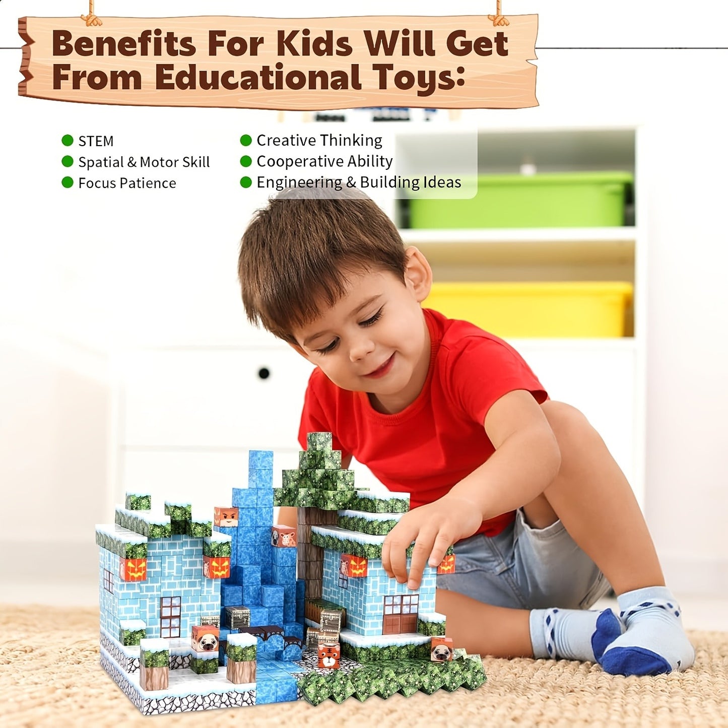 100pcs Magnetic Building Blocks Set - STEM Sensory Construction Toy for Youngsters, Green ABS Material, Perfect Birthday & Holiday Gift for Boys & Girls Ages 3-12