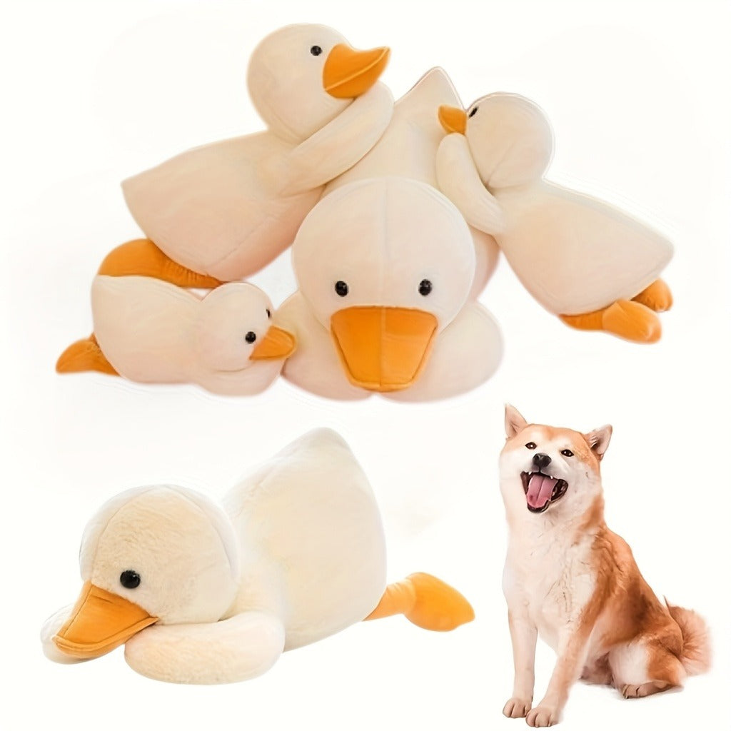 1 Cute White Duck Plush Pet Toy - Soft, Cute Cartoon Design with Comfortable Polyester Fiber Fill, Perfect for Interactive Play with All Breed Sizes Dogs