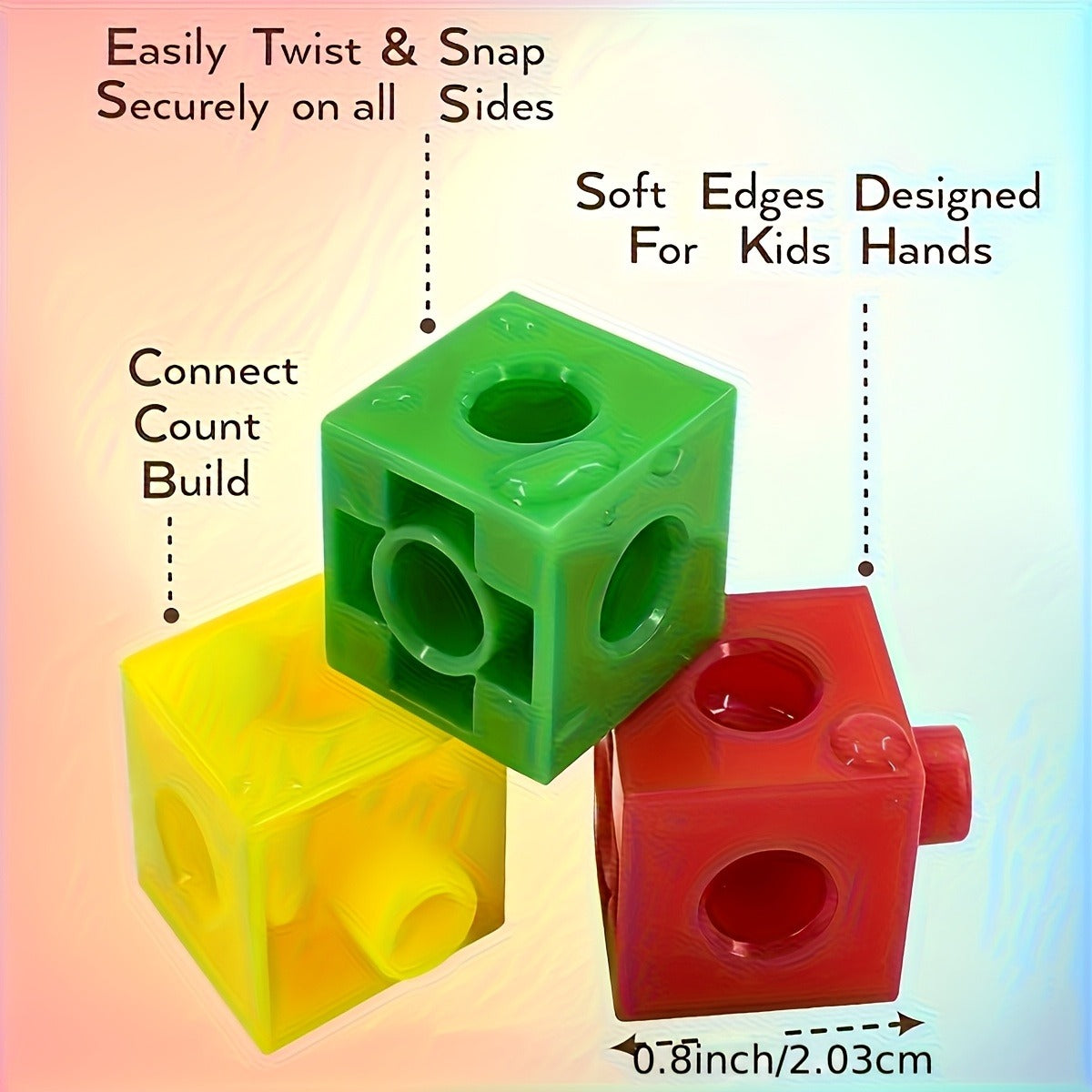 100pcs Colorful Cube Building Blocks Set, Educational Math Learning Aid Tool, Interlocking Cube Construction Toy, Durable PP Material, Suitable for Children Ages 3-6