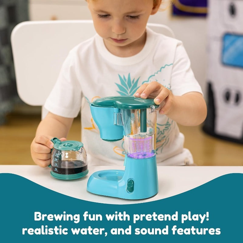 1 Set Play Kitchen Toys, Pretend Play Kitchen Appliances Toy Set with Coffee Maker, Mixer, Toaster with Realistic Lights& Sounds, Perfect Birthday Gift for Youngsters Ages 3+, Blue