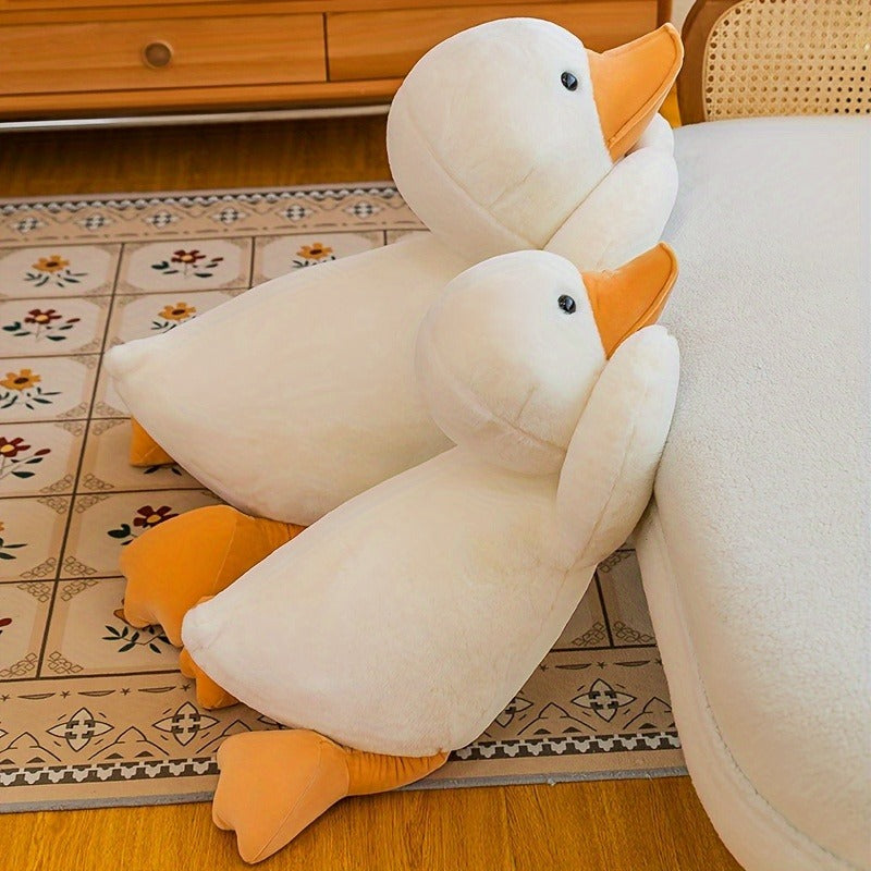 1 Cute White Duck Plush Pet Toy - Soft, Cute Cartoon Design with Comfortable Polyester Fiber Fill, Perfect for Interactive Play with All Breed Sizes Dogs