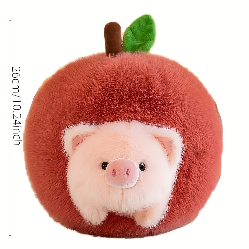 [Chew-Resistant Plush Toy] Soft Chew-Resistant Cartoon Apple Pig Plush Toy for Dogs | Adorable Cute Facial Features, Perfect Companion Toy, Ideal for All Breed Sizes