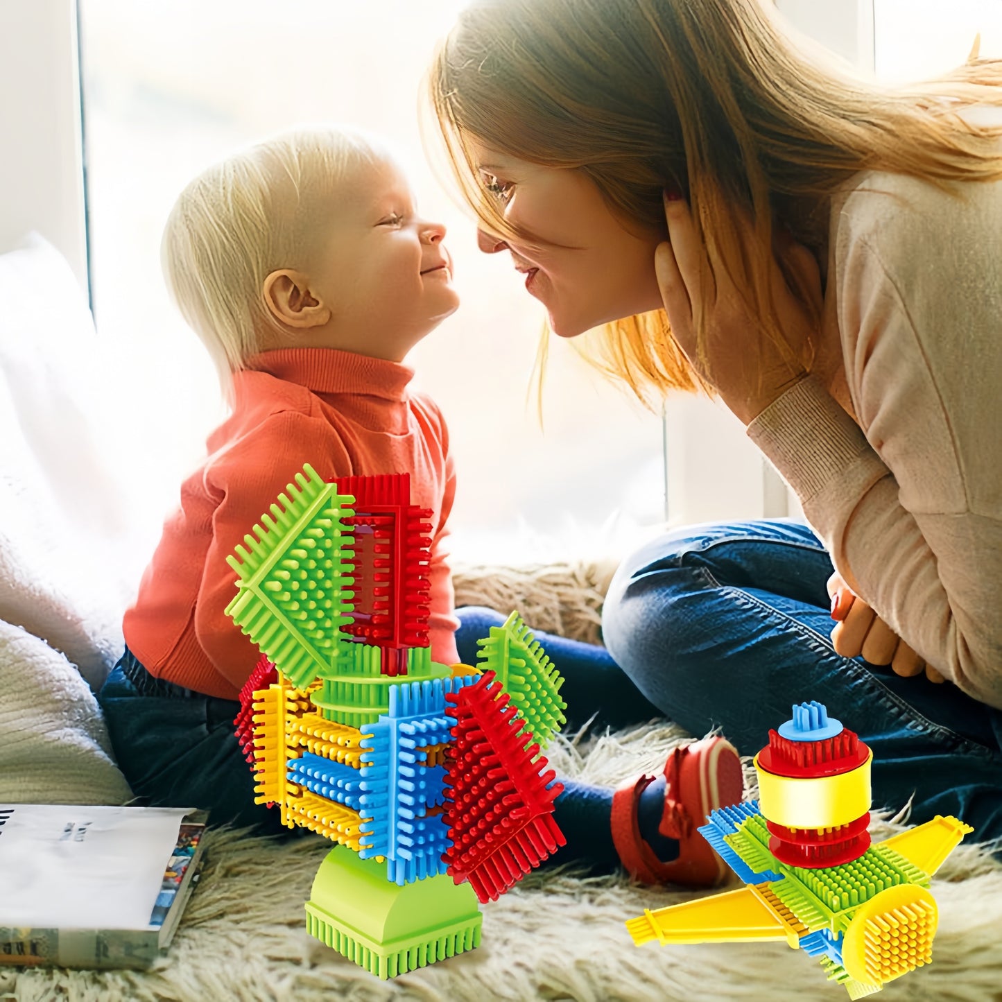 150pcs Hedgehog-Shaped Building Block Set - Soft Interlocking Brush Blocks - Educational Learning Toy for Preschoolers and Children - Ideal Gift for Children'S Day, Holidays, and Birthdays