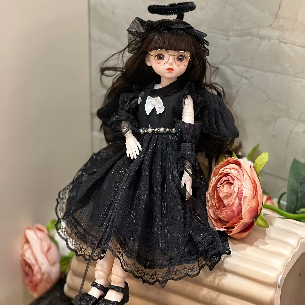 12-inch Elegant Silicone Princess BJD Doll with Lace-Trimmed Floral Ruffle Dress and Accessories - Detachable Clothes, Multiple Outfits, Perfect for Party Decorations, Birthday Gifts, and Christmas - No Power Required, Princess Accessories
