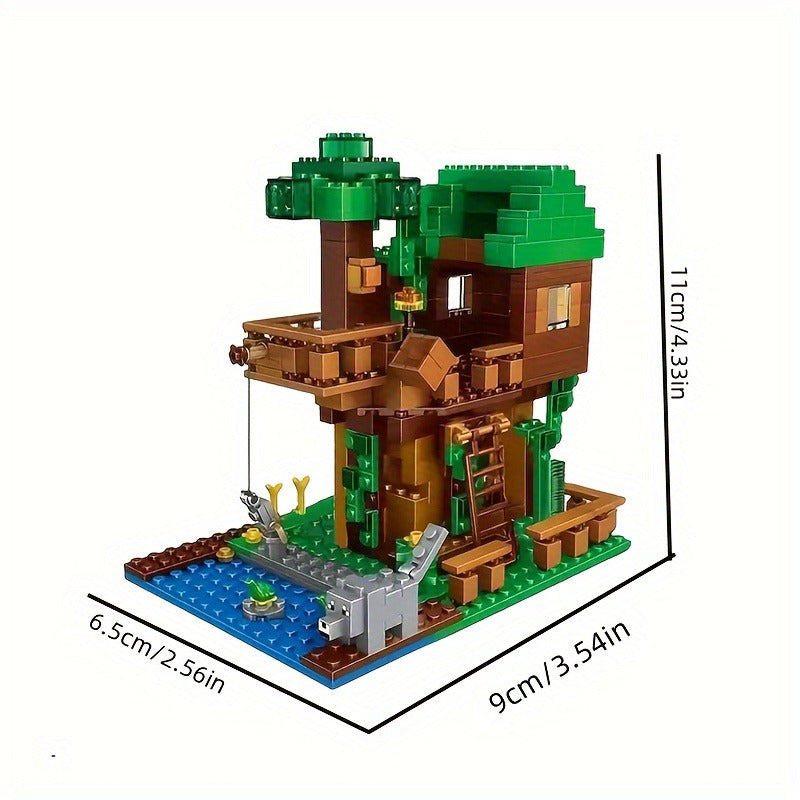 400+ Piece Creative Treehouse Building Kit, Architectural Model Blocks, Educational Decoration Set, ABS Material, Plant Theme, Suitable for Birthday, Christmas, Halloween, Valentine'S Day Gifts, Suitable for 6-8 Year Old Children