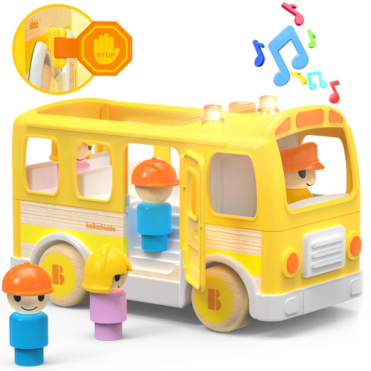 Wooden Toy Car with Light & Music Effects - Educational Learning Vehicle for 18 Months Old, Multiple Models, Mixed Colors, Interactive Sensory Play Gift