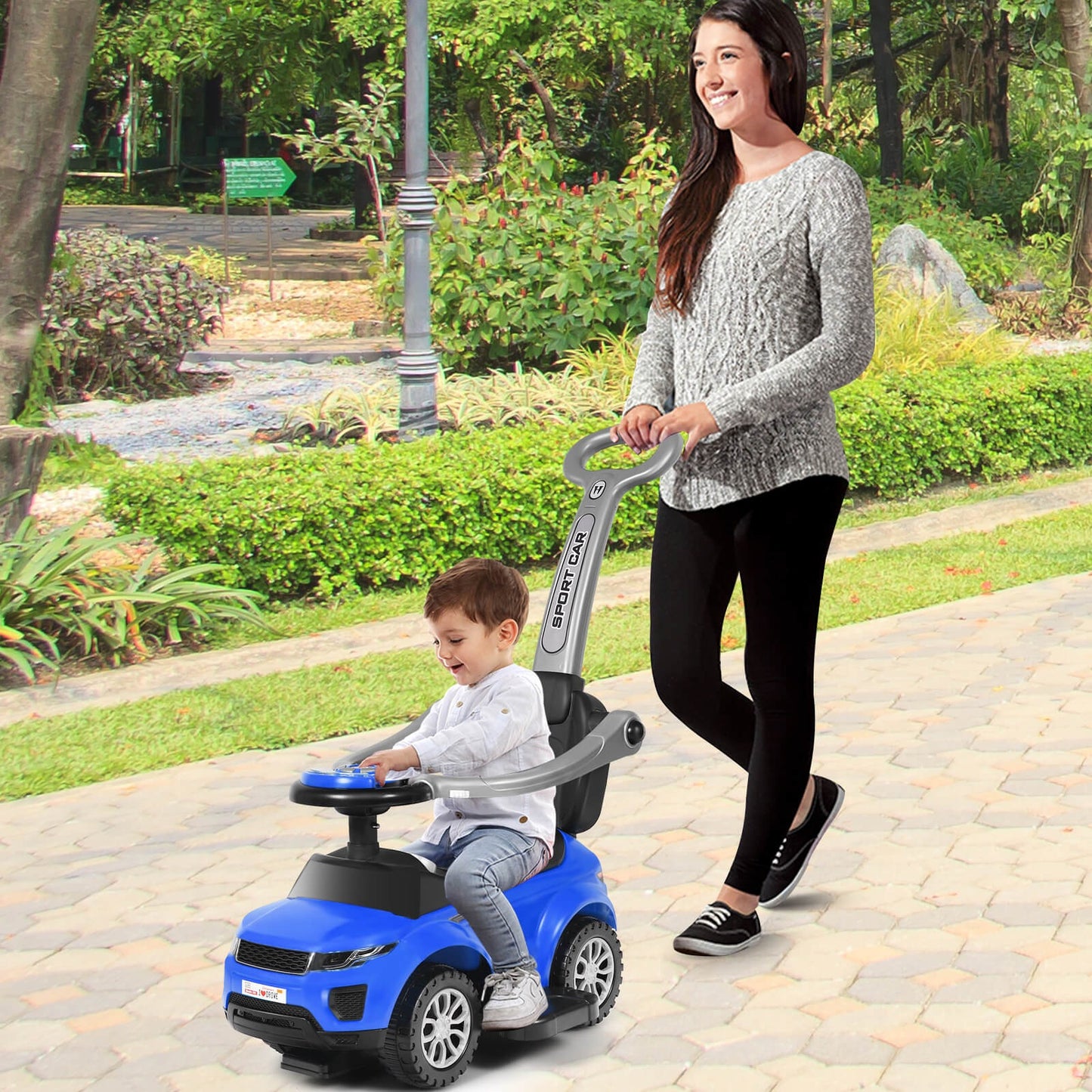 COSTWAY Honey Joy 3 in 1 Ride on Push Car Toddler Stroller Sliding Car w/Music