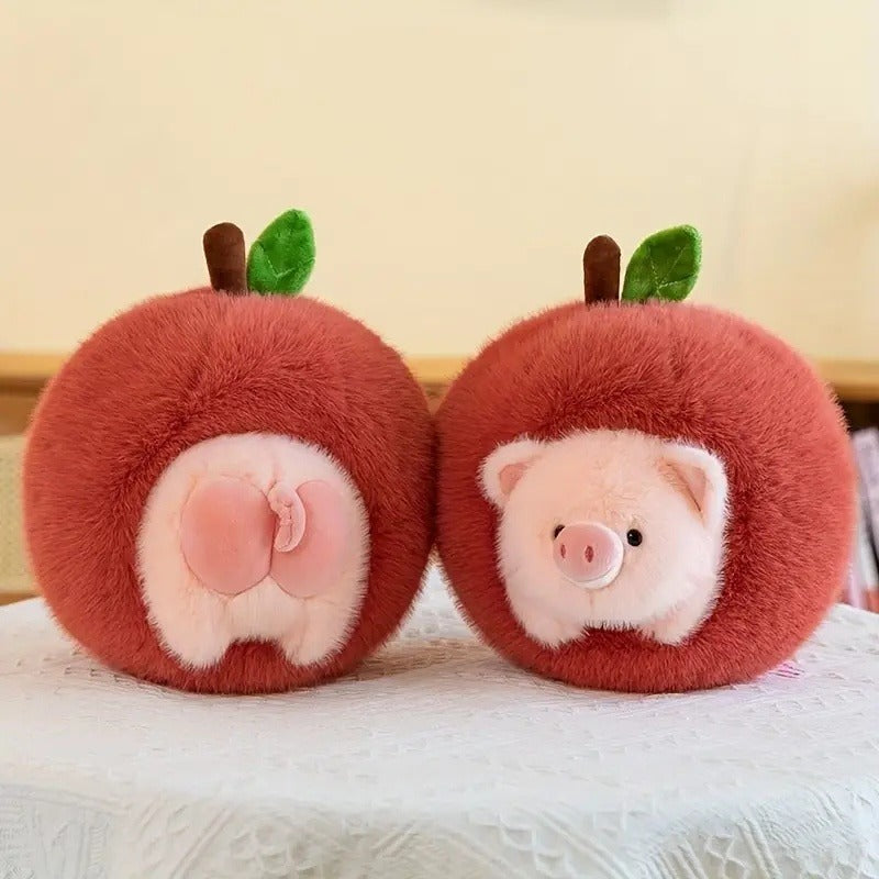 [Chew-Resistant Plush Toy] Soft Chew-Resistant Cartoon Apple Pig Plush Toy for Dogs | Adorable Cute Facial Features, Perfect Companion Toy, Ideal for All Breed Sizes