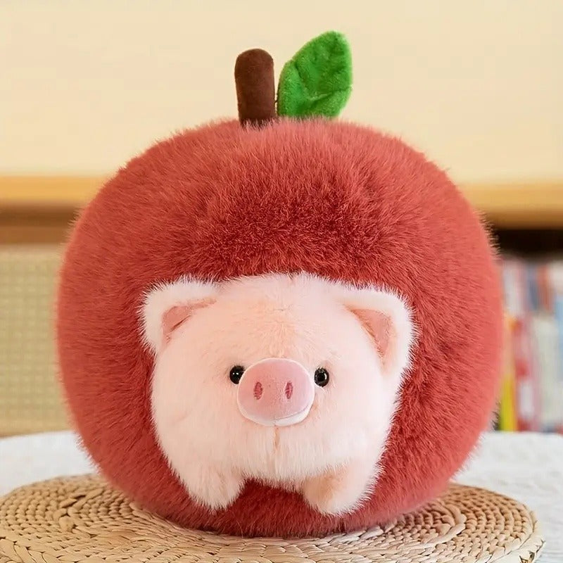 [Chew-Resistant Plush Toy] Soft Chew-Resistant Cartoon Apple Pig Plush Toy for Dogs | Adorable Cute Facial Features, Perfect Companion Toy, Ideal for All Breed Sizes