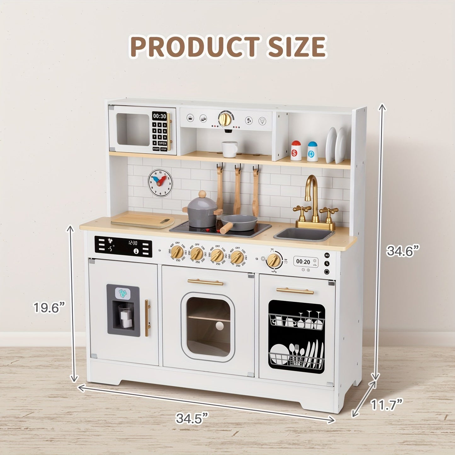 Kids Play Kitchen Set, Kitchen Set For Kids With Plenty Of Play Features, Sink, Oven, Stove, Dishwasher, Coffee Maker, Ice Maker And Microwave, Play Kitchen Sets For Kids Ages 4-8