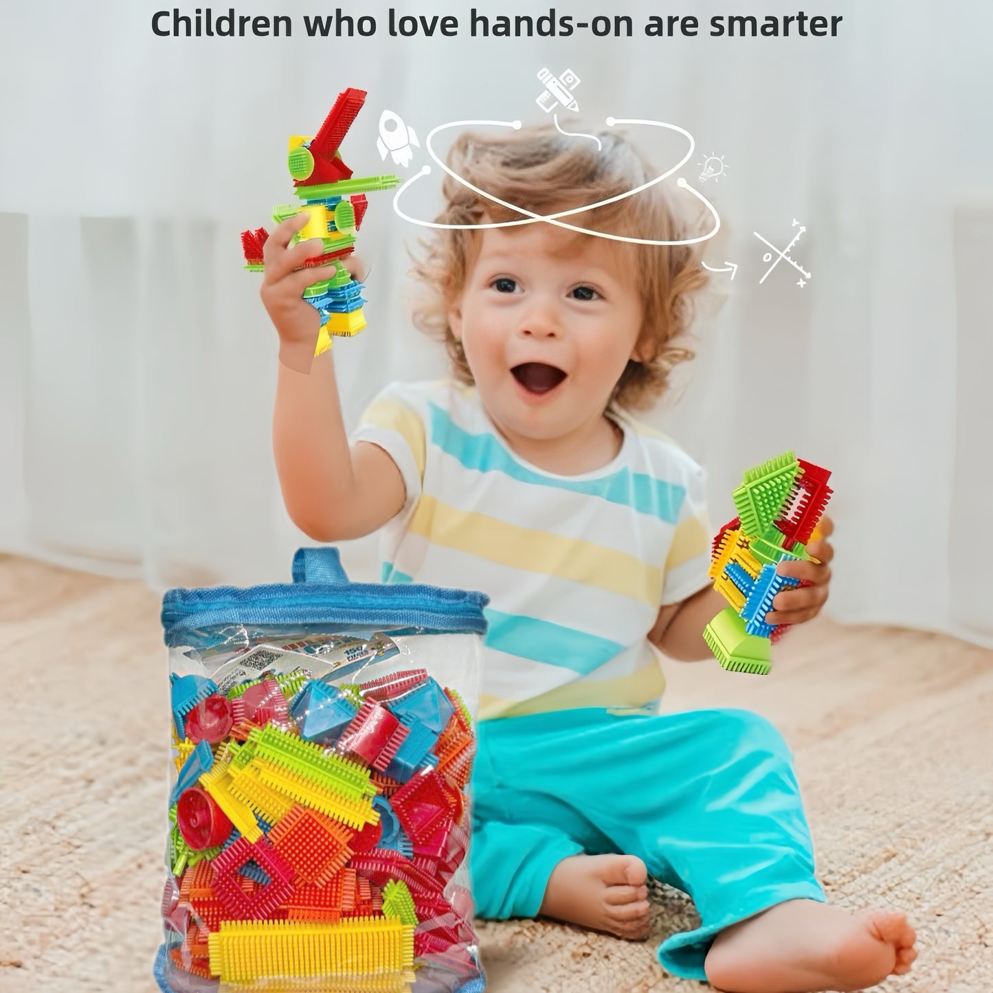 150pcs Hedgehog-Shaped Building Block Set - Soft Interlocking Brush Blocks - Educational Learning Toy for Preschoolers and Children - Ideal Gift for Children'S Day, Holidays, and Birthdays