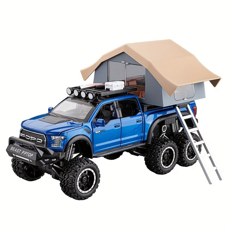 Toy Trucks For Boys Age 3+, Trucks For Kids F150 Diecast Truck, Model F150 Pickup Truck With Sightseeing Cabin, Pull Back Cars With Light And Sound, Trucks For Kids