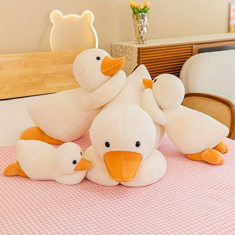 1 Cute White Duck Plush Pet Toy - Soft, Cute Cartoon Design with Comfortable Polyester Fiber Fill, Perfect for Interactive Play with All Breed Sizes Dogs