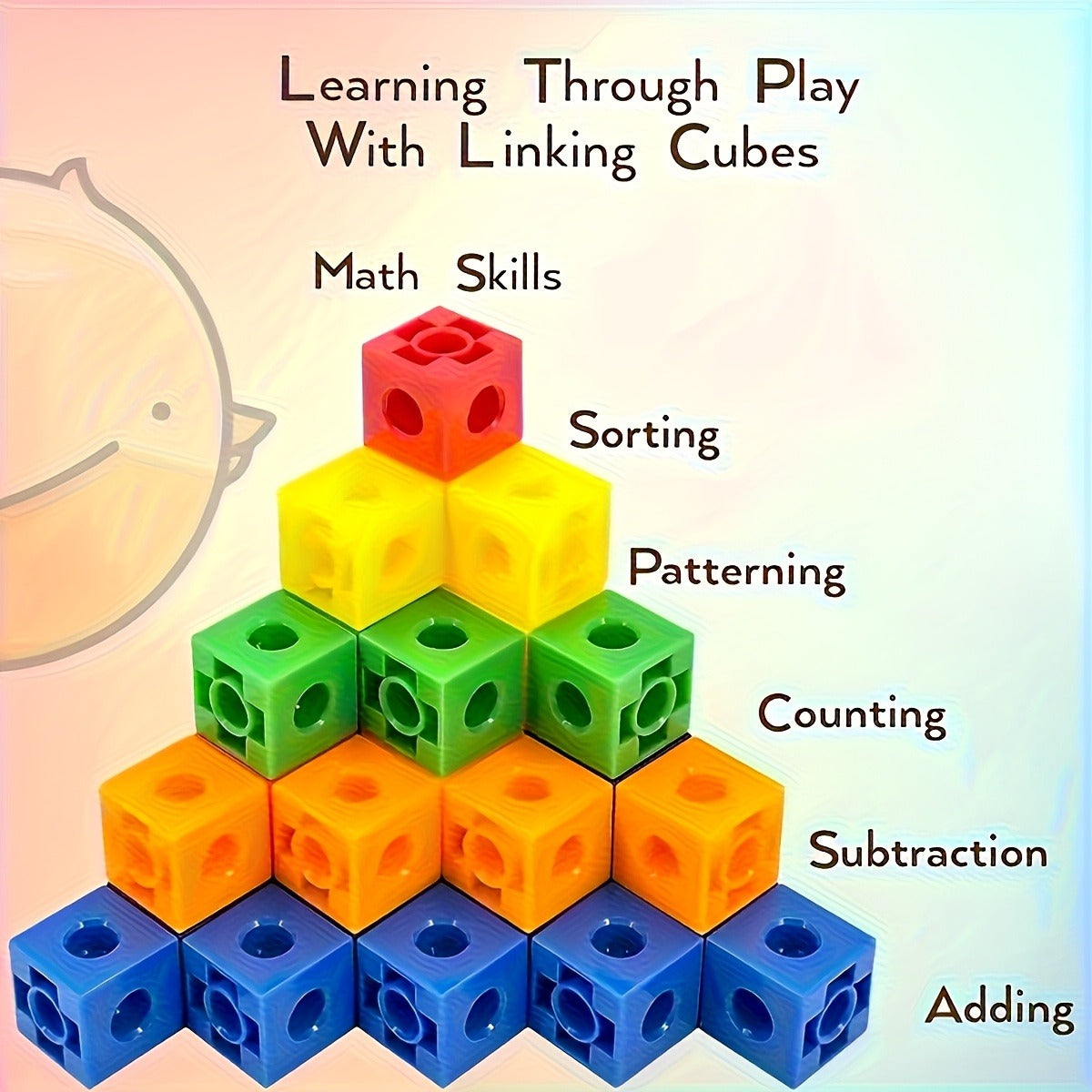 100pcs Colorful Cube Building Blocks Set, Educational Math Learning Aid Tool, Interlocking Cube Construction Toy, Durable PP Material, Suitable for Children Ages 3-6